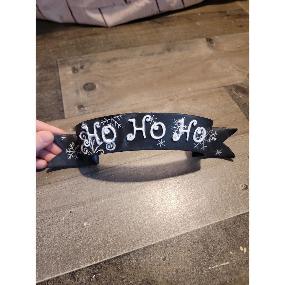 Cermic ribbon ho ho ho snowflake xmas decor